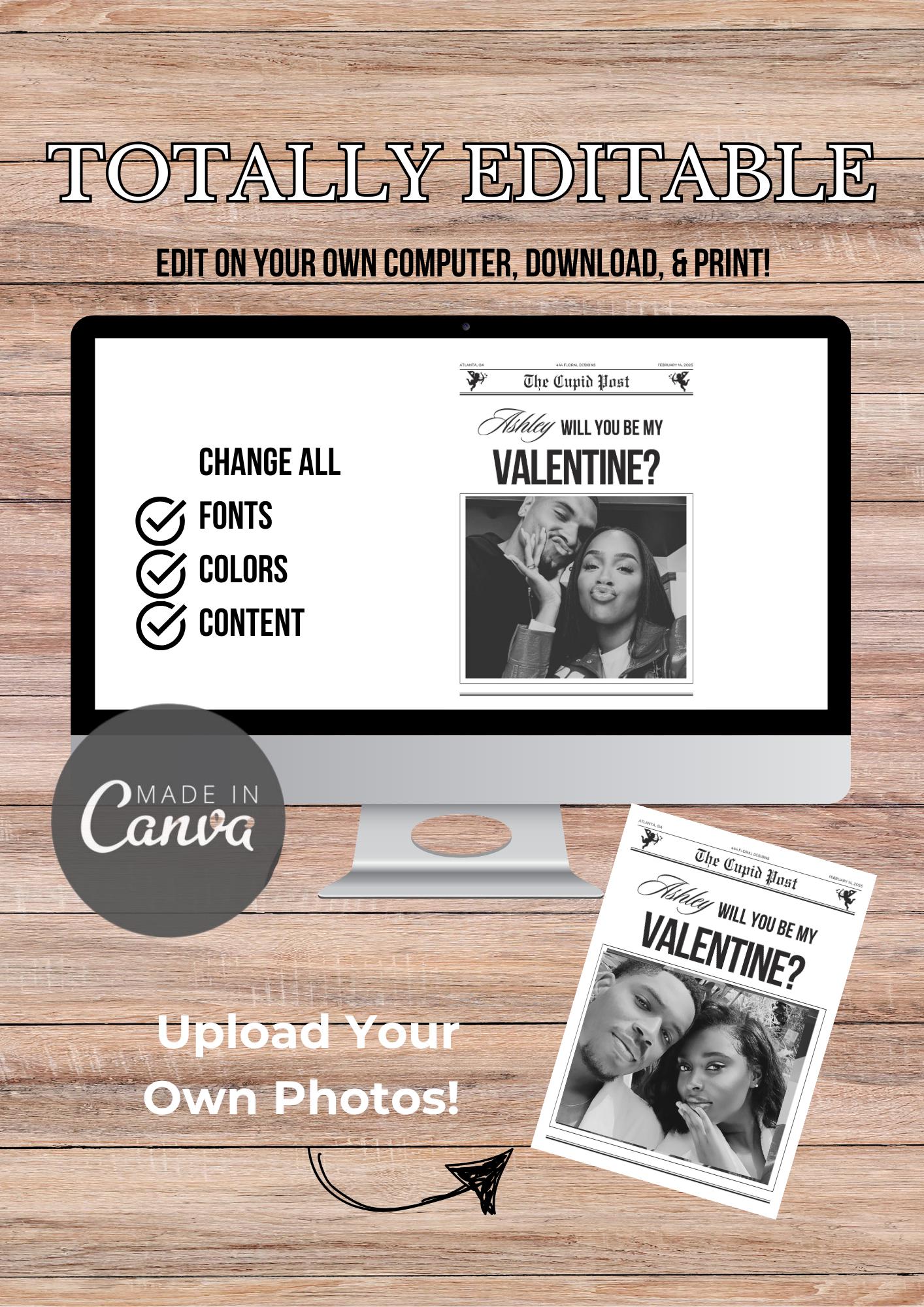 Valentine's Day Proposal Newspaper Template